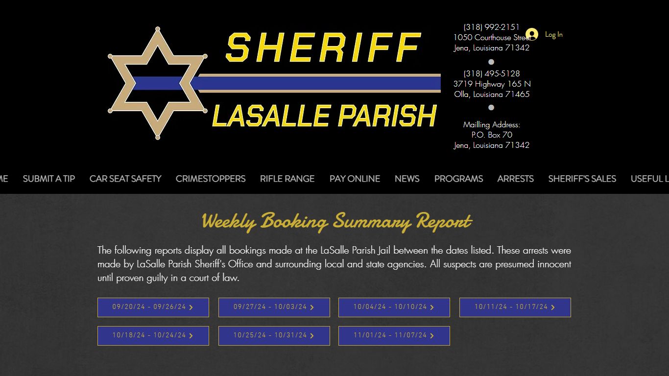 Weekly Booking Summary Report - LaSalle S.O.