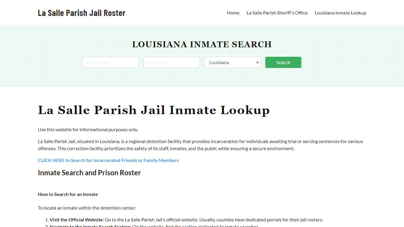 La Salle Parish Jail Roster Lookup, LA, Inmate Search